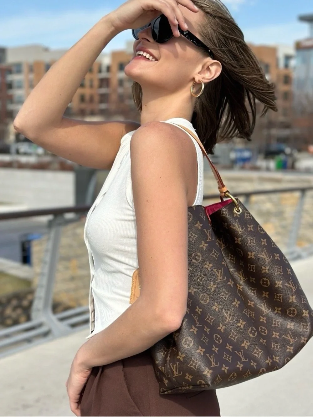 Louis Vuitton Brown Monogram Canvas Hobo Bag